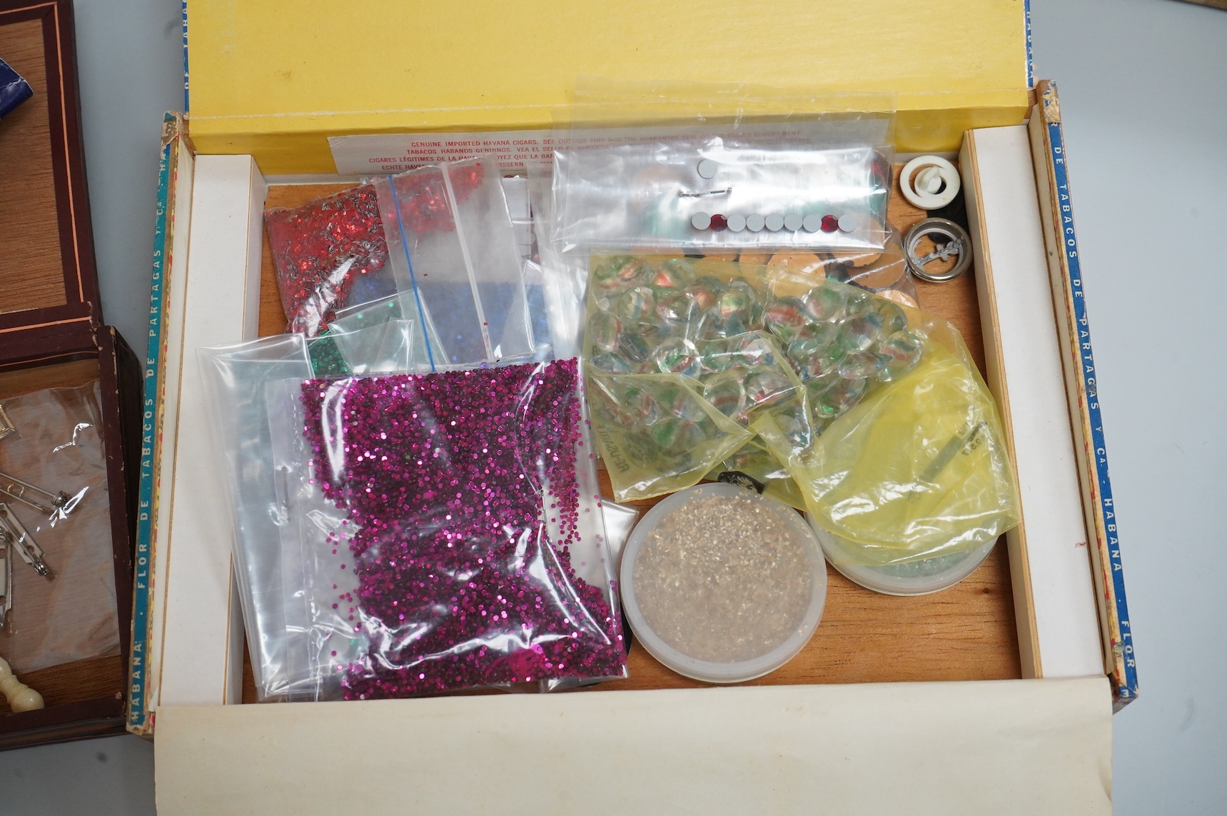 A group of assorted costume jewellery, glass beads etc.